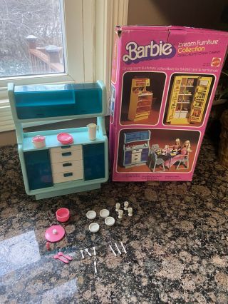 Vintage Barbie Dream House Blue Dining Room Hutch Cabinet 1978