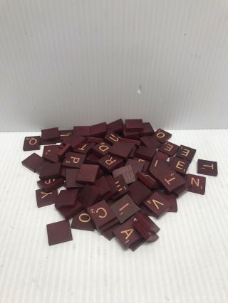 Set Of 99 Scrabble Tiles Maroon Red Burgundy Vintage Letters Arts And Crafts
