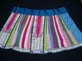 A Antique Chinese Embroidered Muti - Color Silk Skirt
