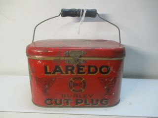 Vintage Laredo Burley Cut Plug Tobacco Tin Can Lunch Box Style
