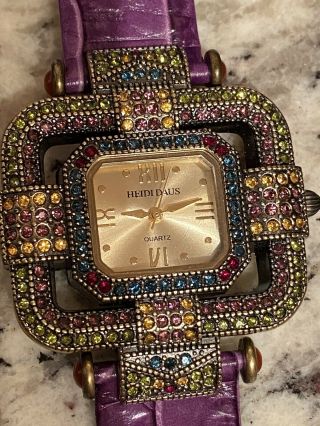 Heidi Daus Interchangeable Crystal Watch With 3 Leather Bands 2
