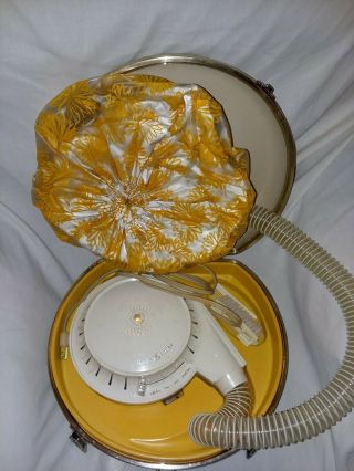 Vintage Ge General Electric Deluxe Hair Dryer In Case And Yellow