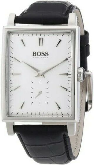 Hugo Boss Silver Dial Black Leather Mens Watch 1512783