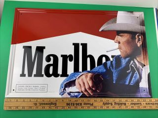 Vintage Marlboro Man Tin Metal Sign Cowboy 23.  5 X 15.  5 Advertising Philip Morris