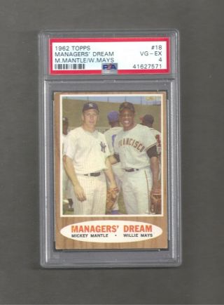 Psa 4 Vg - Ex Mickey Mantle/willie Mays 1962 Topps Managers 