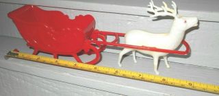 Vintage Irwin Santa Sleigh And Reindeer Christmas Decoration Plastic
