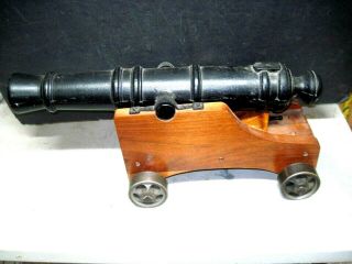 Vintage Signal Or Starter Cannon.  22 Inch Barrel,  Cast Iron,  Wooden Carriage