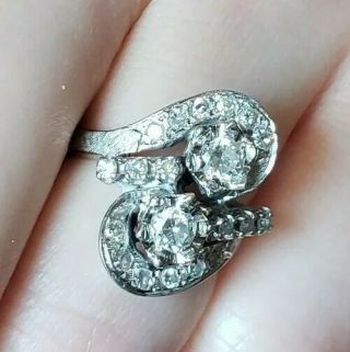 Jrp500 14k White Gold Antique Vintage Diamond Engagement Ring