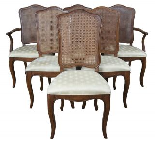 6 Davis Cabinet Co.  French Country Caned Umberwood Dining Chairs Arms Sides 961