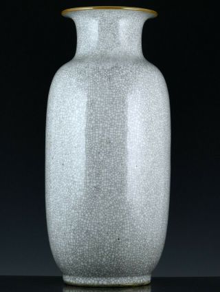 Massive Antique 19thc Chinese Guan White Crackle Glaze Porcelain Lantern Vase