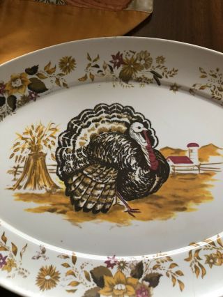 Vintage Melmac Colorful Turkey Platter X - Large Perfect For Thanksgiving 2