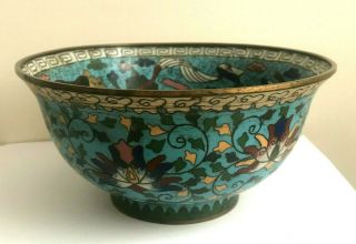 China Footed Cloisonne Bowl 16th Century Ming Dynasty Buddhist Lions