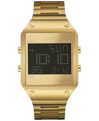 Guess Mens Gold Tone Stainless Steel Bracelet Digital Watch U0596g3