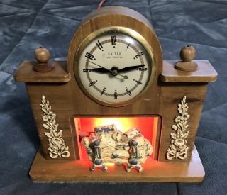 Vintage Collectible United Fireplace Mantle Clock Mid Century Model No.  419 Usa
