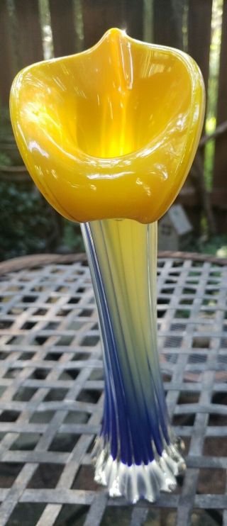 Vintage Twisted Calla Lily Art Glass Vase Murano Style 11 