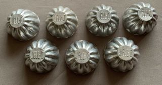 Vintage Jello Molds Set Of 7 Aluminum Small Scalloped Baking Tins