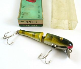 Paw Paw Jointed Pike Minnow 1701 Wood Lure,  Vintage Fishing Lure