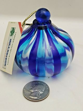 Vintage Murano Hand Blown Blue Glass Scent Bottle Italy - " Milleriche " Certified