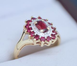 Vintage Antique Jewelry Gold Ring Natural Ruby Diamonds Art Deco Jewellery L1/2