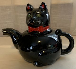 Vintage 50’s Teapot Shafford Black Cat Tea Pot 544 Euc