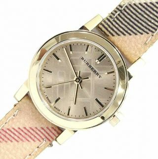 Burberry Bu9219 Haymarket Check Leather Strap Champagne Dial Ladies Watch