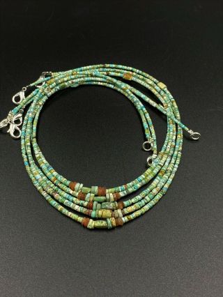 Old Antique Turquoise,  Carnelian Beads Necklace From Ancient Greek 