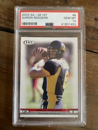 2005 Sa - Ge Hit Football Card 8 Aaron Rodgers Rc Psa 10 Nfl Green Bay Packers