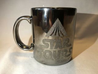 Vintage Disneyland Star Tours Mirrored Mug Coffee Chrome Cup Glass Wars 1986