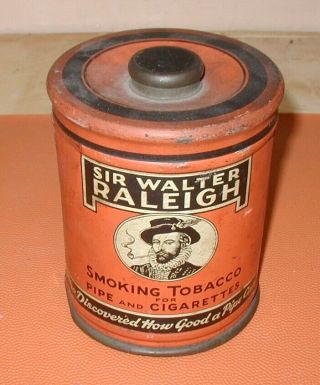 Smoking Tobacco Tin Can Sir Walter Raleigh Vintage Pipe Cigarette Storage