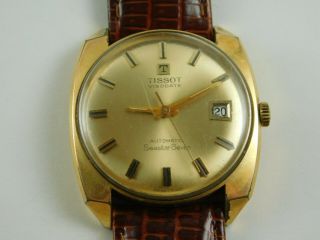 Vintage Tissot Visodate Automatic Seastar Seven Wrist Watch Brown Leather Strap