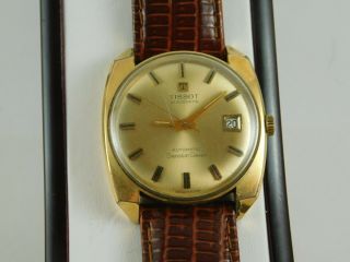 Vintage TISSOT Visodate Automatic Seastar Seven wrist watch brown leather strap 2