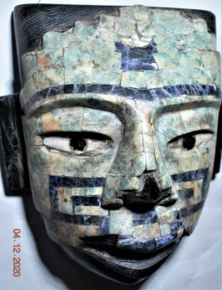 Pre Columbian Mayan Obsidian/jade Mask 6 " Prov