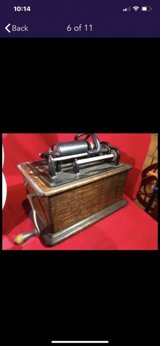Antique Edison Cylinder Phonograph With Outstanding Morning Glory Horn 3