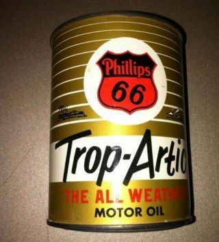 Vintage Phillips 66 Trop - Artic Motor Oil Can Bank 2 - 3/4 " Inch Tall X 2 " Dia.
