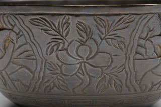 LARGE CHINESE MING MARK BRONZE BOWL WITH WARRIORS 19/20TH C. 4