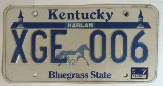 Kentucky Ky Vintage License Plate Tag 1998 Harlan County Bluegrass State 006 Q