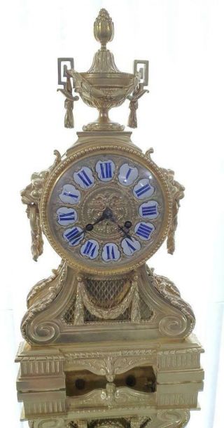 Antique Mantle Clock French Lovely 1870s Embossed Rococo Bronze Bell Striking