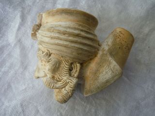 Antique Early 20th C Hand - Carved Meerschaum Pipe Figural Sultan Head - VGC 2