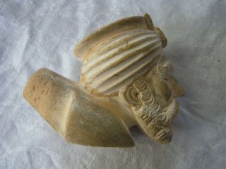 Antique Early 20th C Hand - Carved Meerschaum Pipe Figural Sultan Head - VGC 3