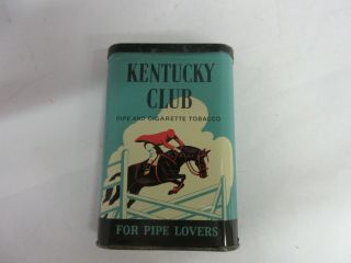 Vintage Advertising Empty Kentucky Club Vertical Pocket Tobacco Tin 841