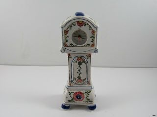 Vintage Hand Painted Ceramic Grandfather Clock Figurine : Floral Motif :