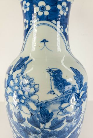 Large Antique Chinese 17th/18th Century Underglaze Blue and White Vase Bird 6