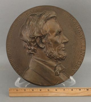 Large Antique 1935 Abraham Lincoln Solid Bronze Plaque By Charles Calverley Opw