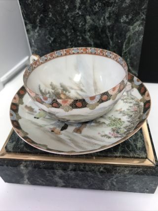 Vintage Antique Japanese Hand Painted Tea Cup & Saucer Porcelain (rb)