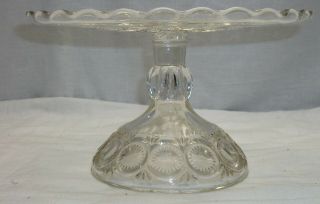 Vintage Small Pressed Glass Footed Cake Stand / Plate - 8 5/8 " In Diameter