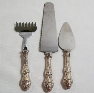 Set 3 Vintage Sterling Silver Serving Utensils Stainless Blades