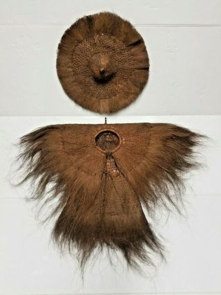 Antique Chinese Coconut Palm Fiber Coir Raincoat W/ Hat