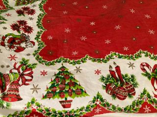 Vintage Christmas Tablecloth - 54 " X 80 " -