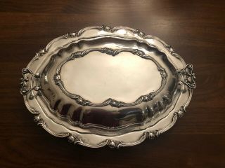 Camusso Peruvian 925 Sterling Silver Oval Covered Serving Dish Water Lily