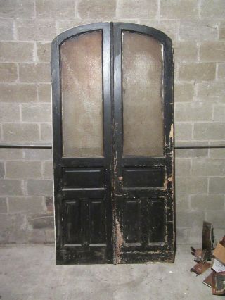 Antique Double Entrance French Doors Semi Arched Top 48 X 95 Salvage